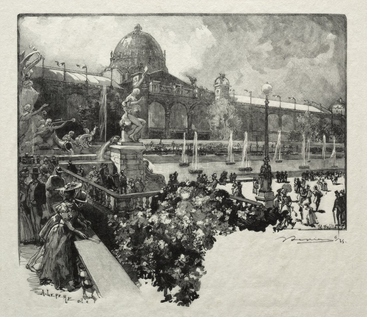 Taiteiden palatsi, ulkoasu tekijältä Auguste Louis Lepère