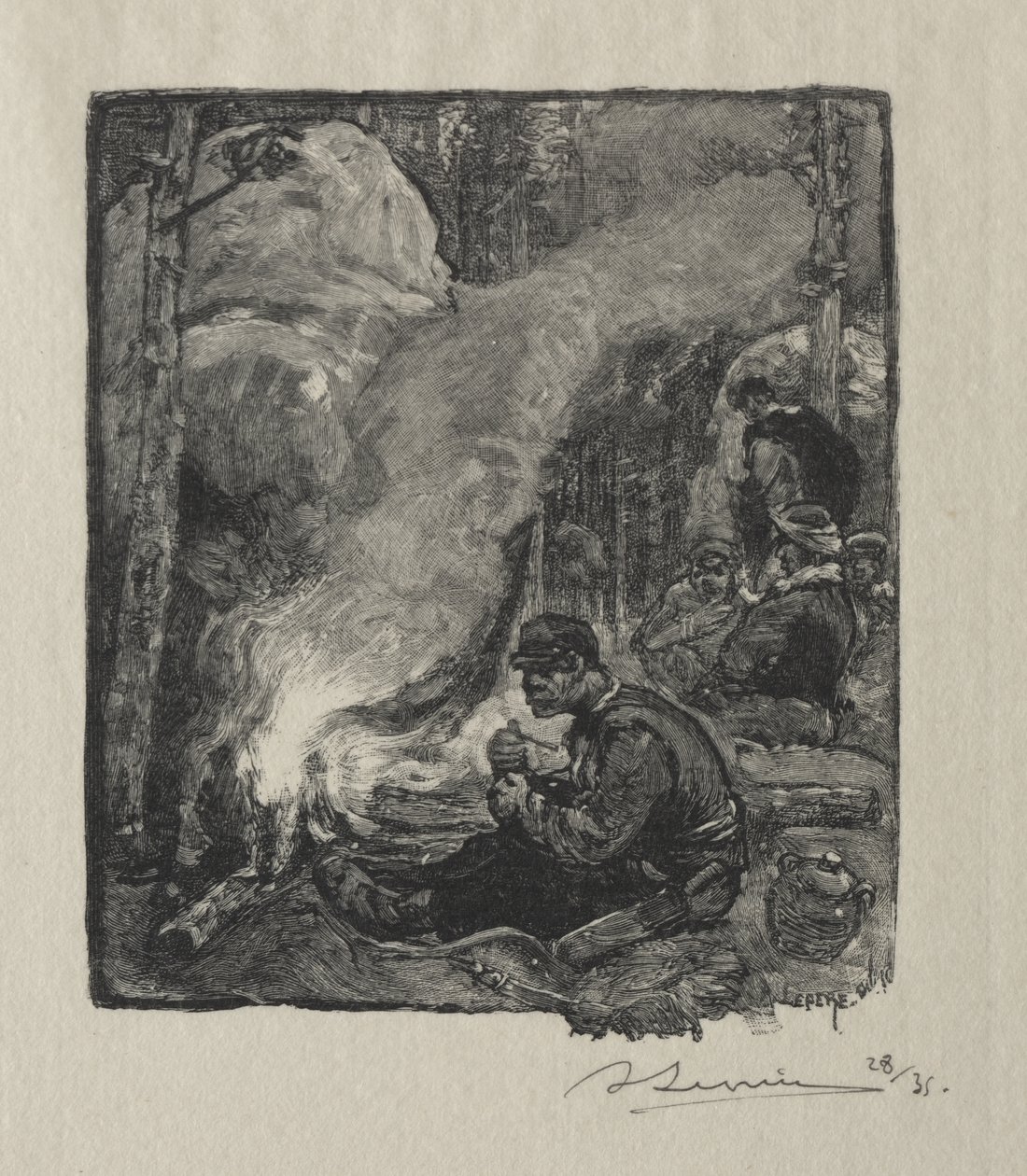 Metsätyöntekijöiden ateria tekijältä Auguste Louis Lepère