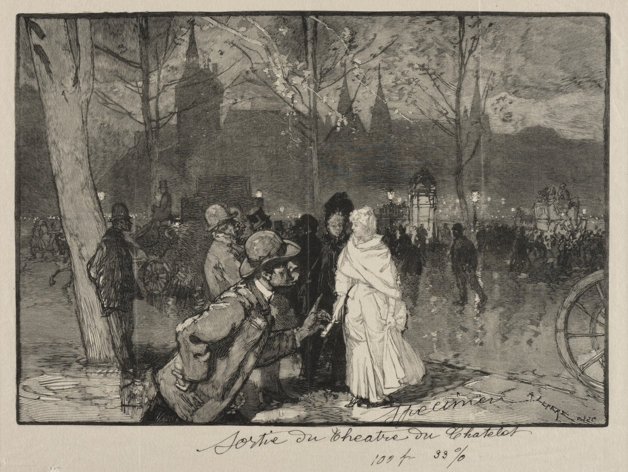Poistuminen Chatelet-teatterista tekijältä Auguste Louis Lepère