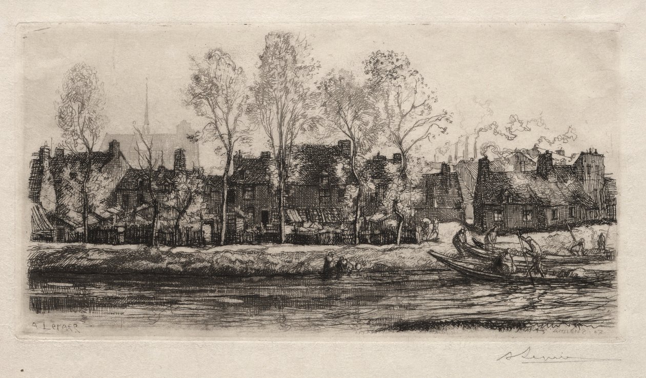Amiens, Sommen ranta, 1907. tekijältä Auguste Louis Lepère