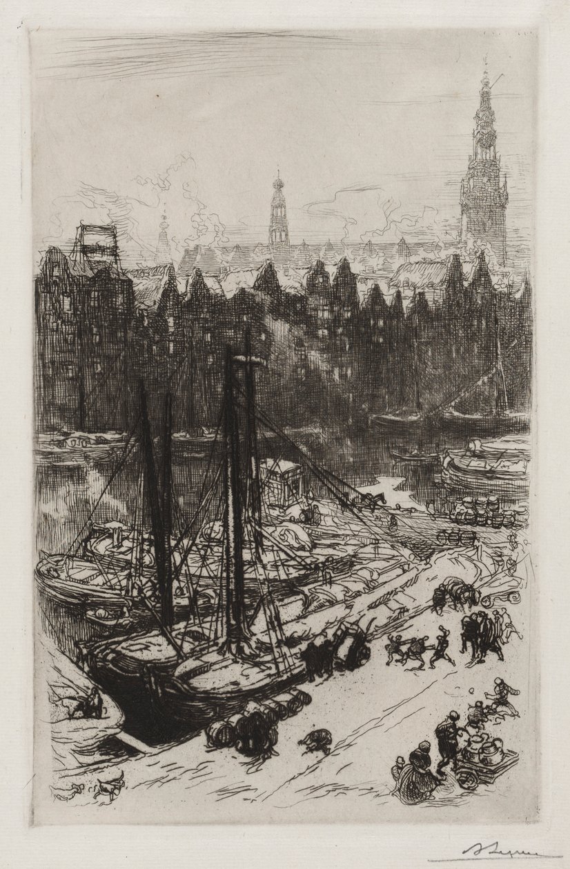 Amsterdam, näkymä Victoria-hotellille. tekijältä Auguste Louis Lepère