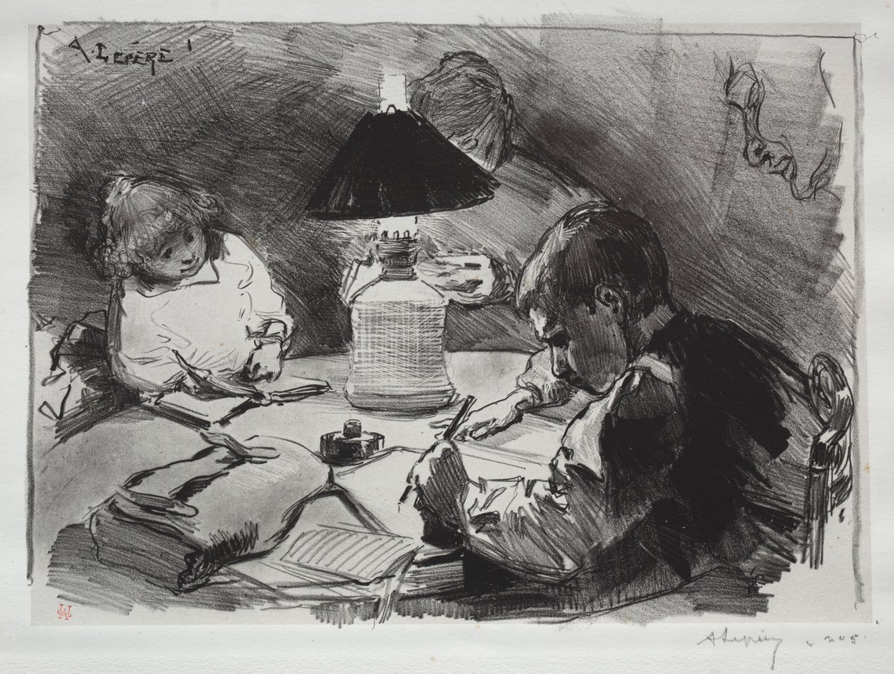 Lampun ympärillä, 1891. tekijältä Auguste Louis Lepère