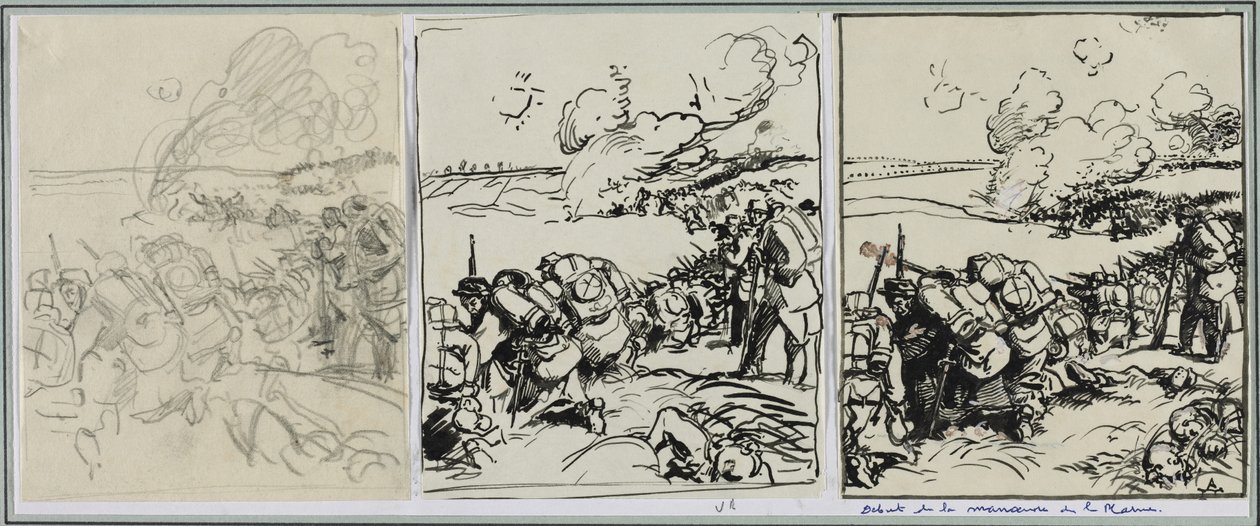 Marnen liikkeen alku, 1914. tekijältä Auguste Louis Lepère