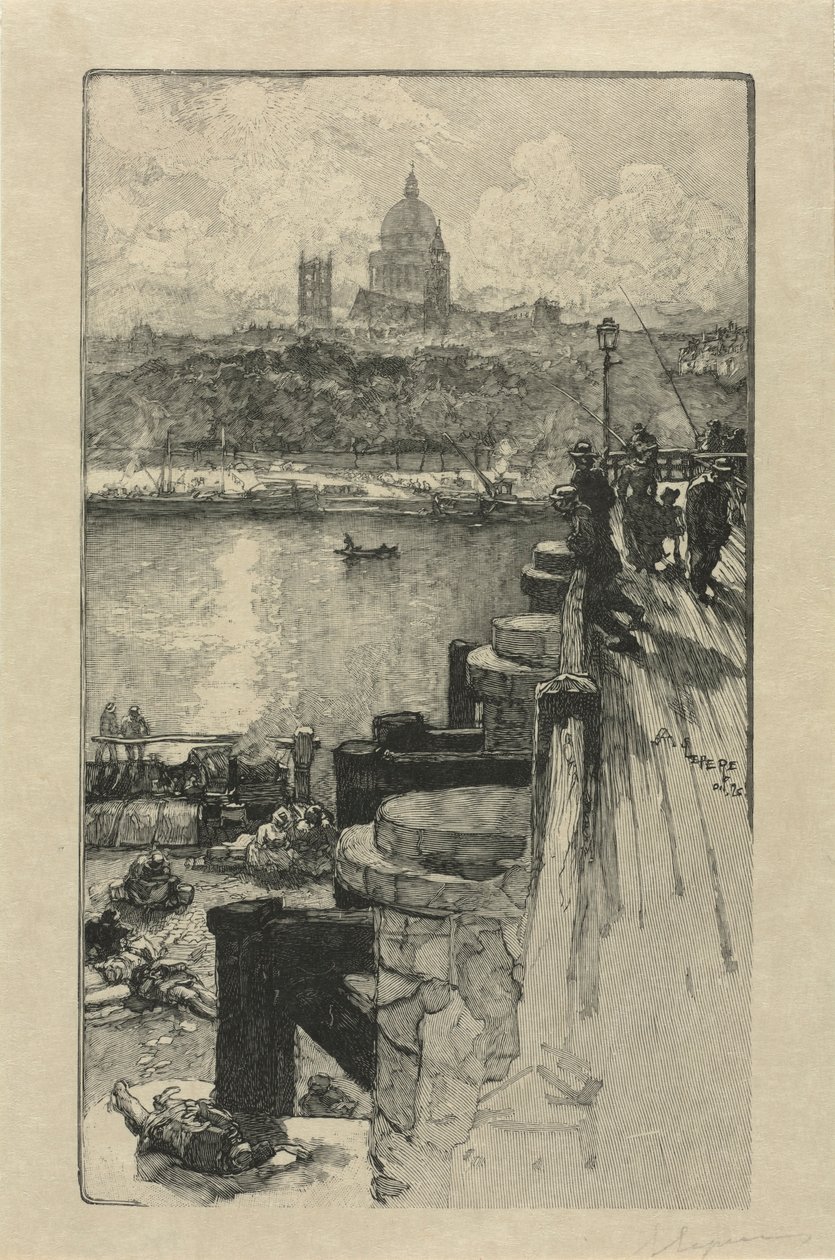 [Kalastajat laiturilla, Pariisi]. tekijältä Auguste Louis Lepère
