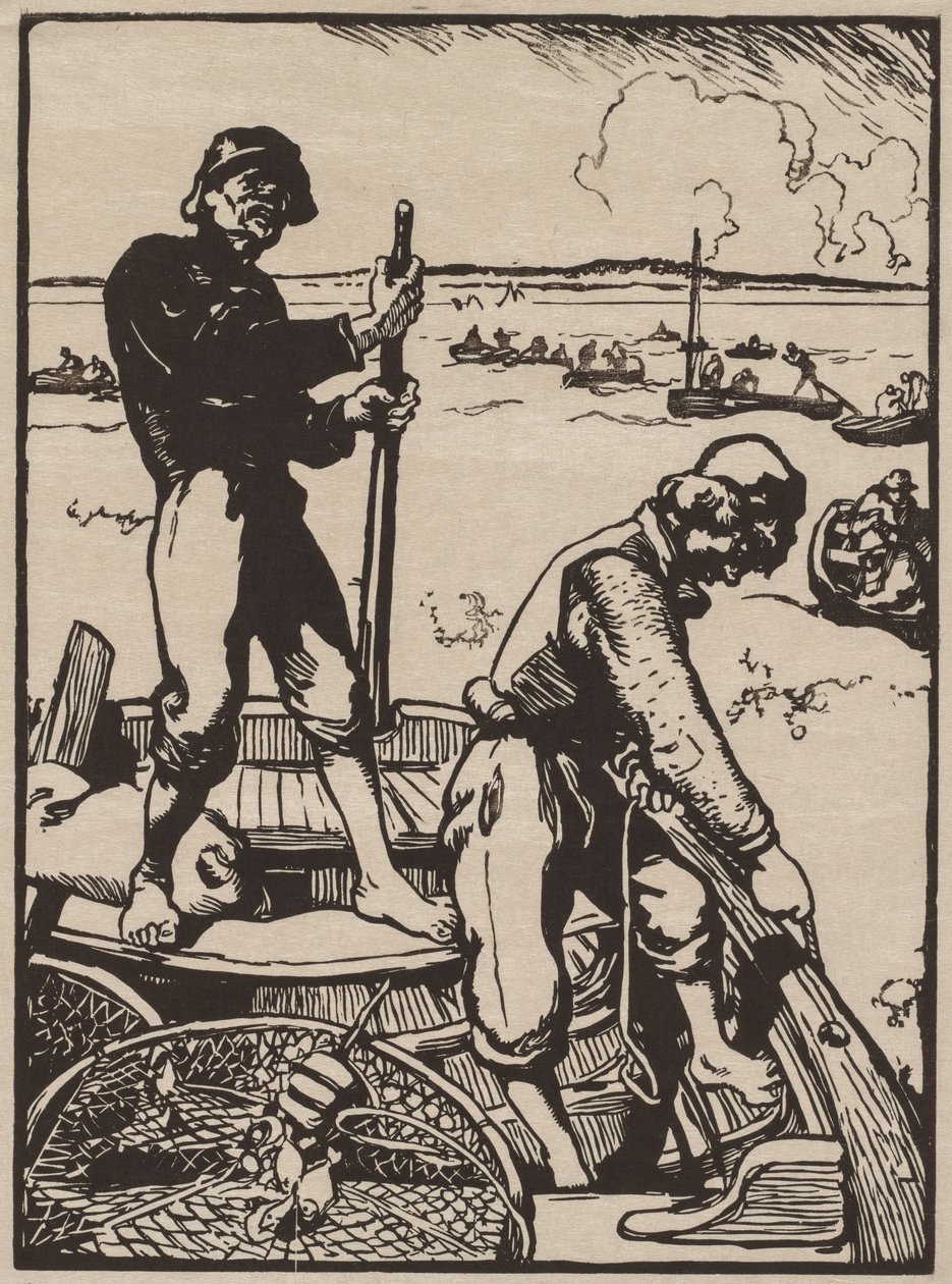 Katkarapujen kalastus. tekijältä Auguste Louis Lepère
