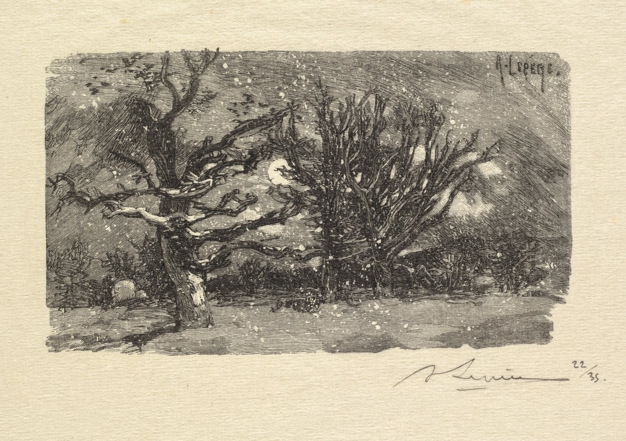 Fontainebleaun metsä: Lantaran asuntola La Forêt de Fontainebleau: Lantaran asuntola, 1890 tekijältä Auguste Louis Lepère