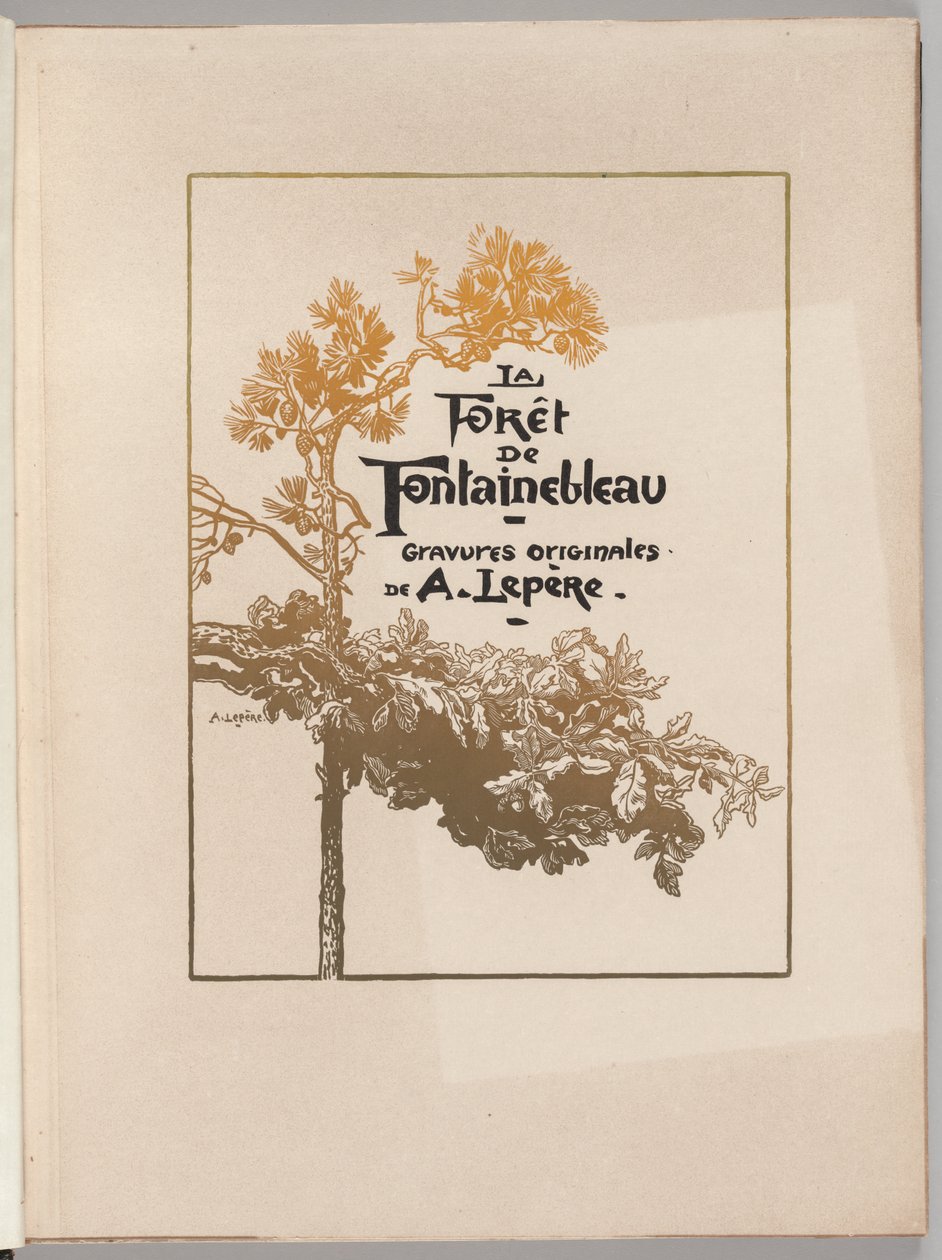 Fontainebleaun metsä: Kansi La Forêt de Fontainebleau, 1890. tekijältä Auguste Louis Lepère