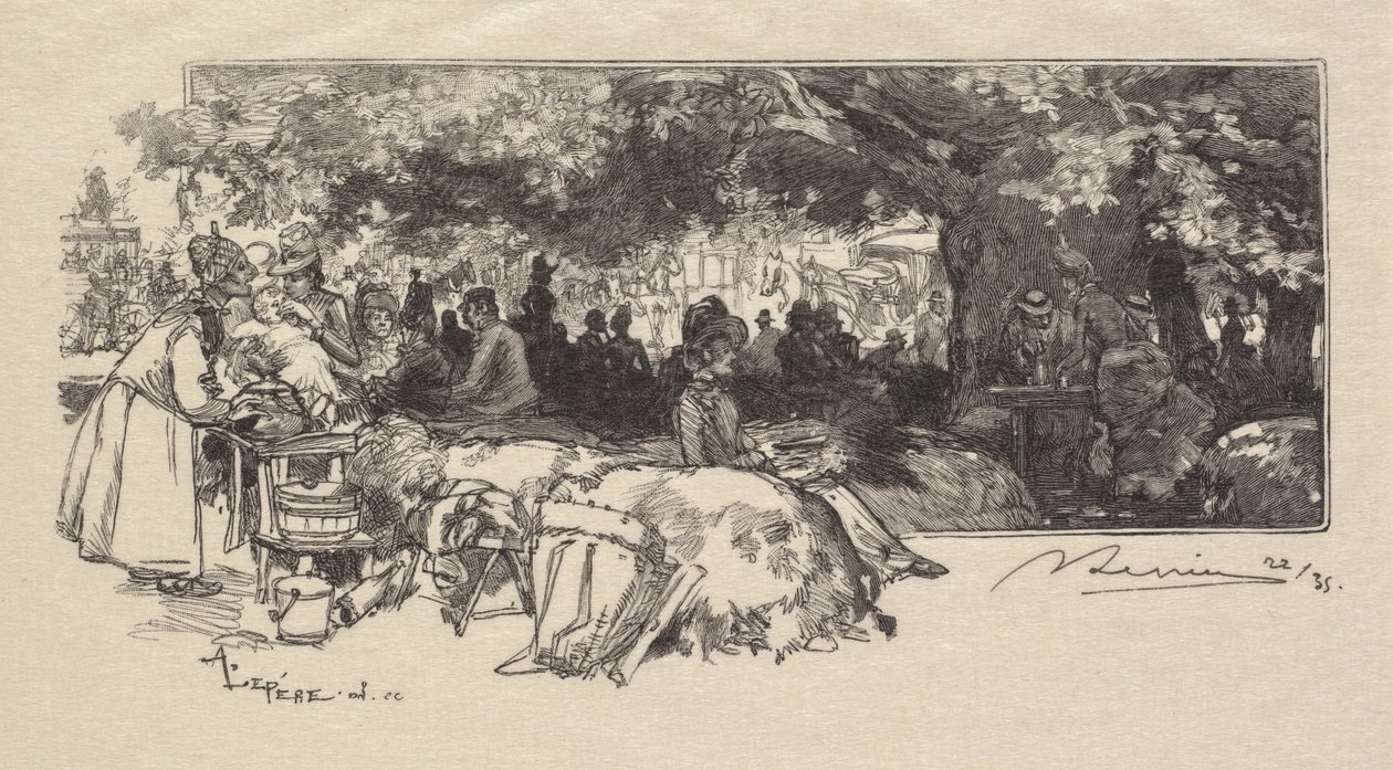 Fontainebleaun metsä: Äiti Pichardin ruokala La Forêt de Fontainebleau..., 1890. tekijältä Auguste Louis Lepère