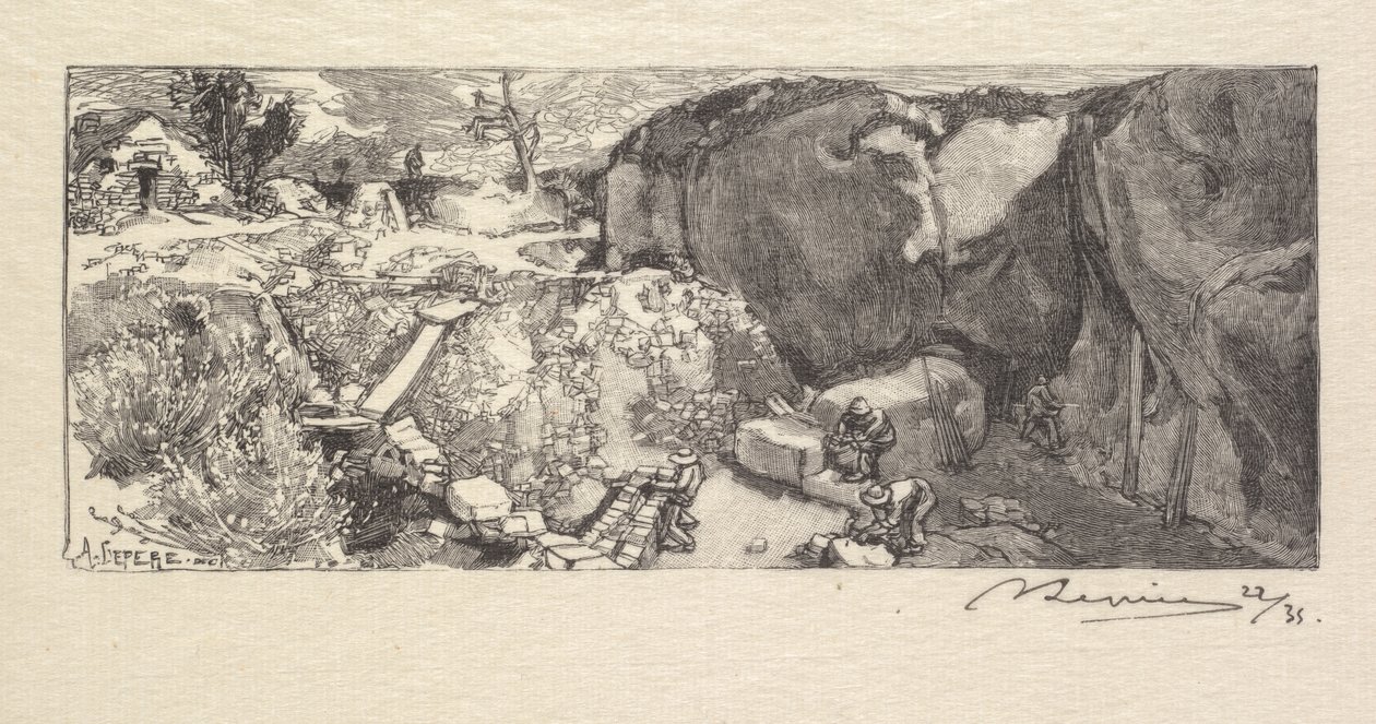 Fontainebleaun metsä: hiekkakivilouhos tekijältä Auguste Louis Lepère