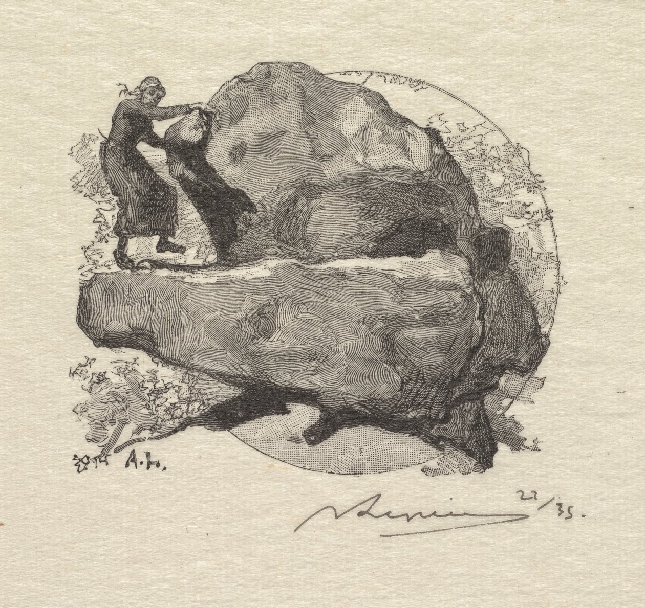 Fontainebleaun metsä: Vavava kallio tekijältä Auguste Louis Lepère