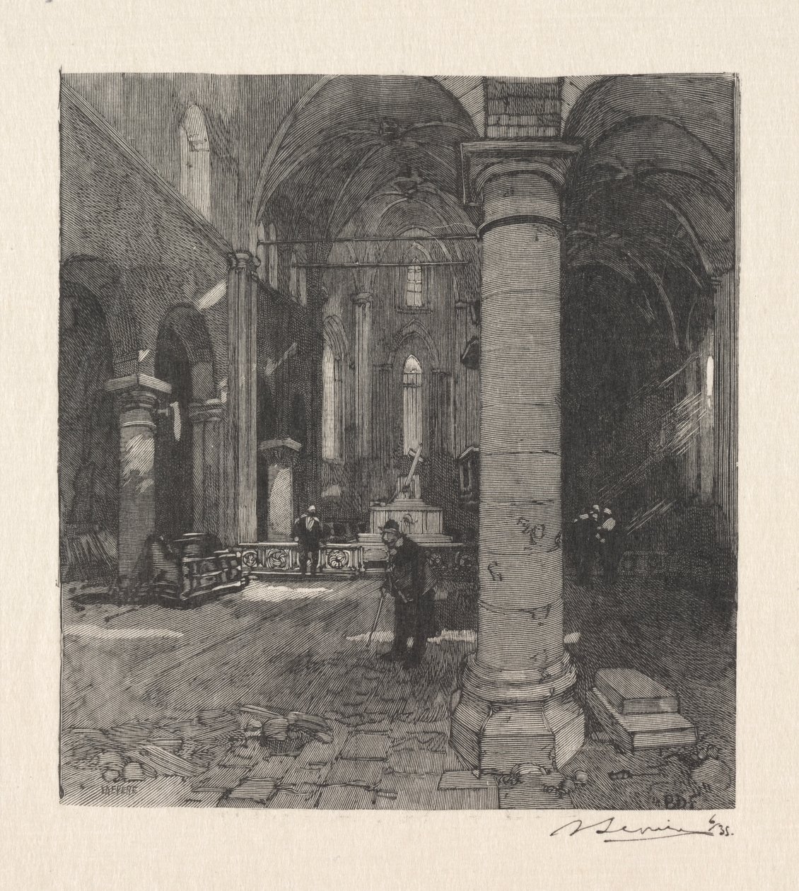 Kirkon sisätilat tekijältä Auguste Louis Lepère