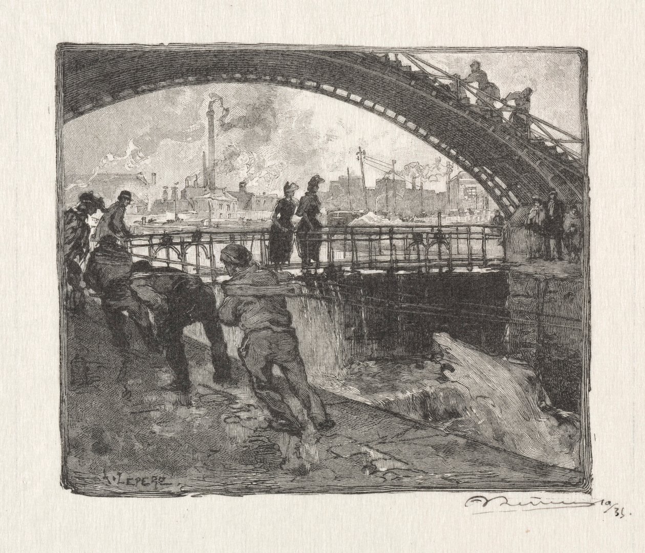LEcluse du Canal St. Martin, 1890. tekijältä Auguste Louis Lepère