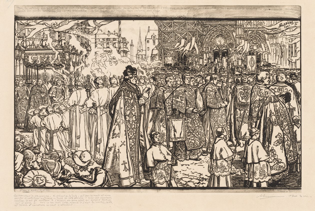 Corpus Christi -kulkue Nantesissa tekijältä Auguste Louis Lepère