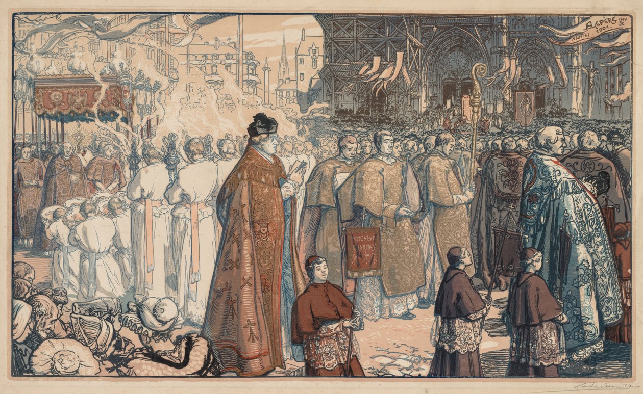 Corpus Christi -kulkue Nantesissa, 1901. tekijältä Auguste Louis Lepère