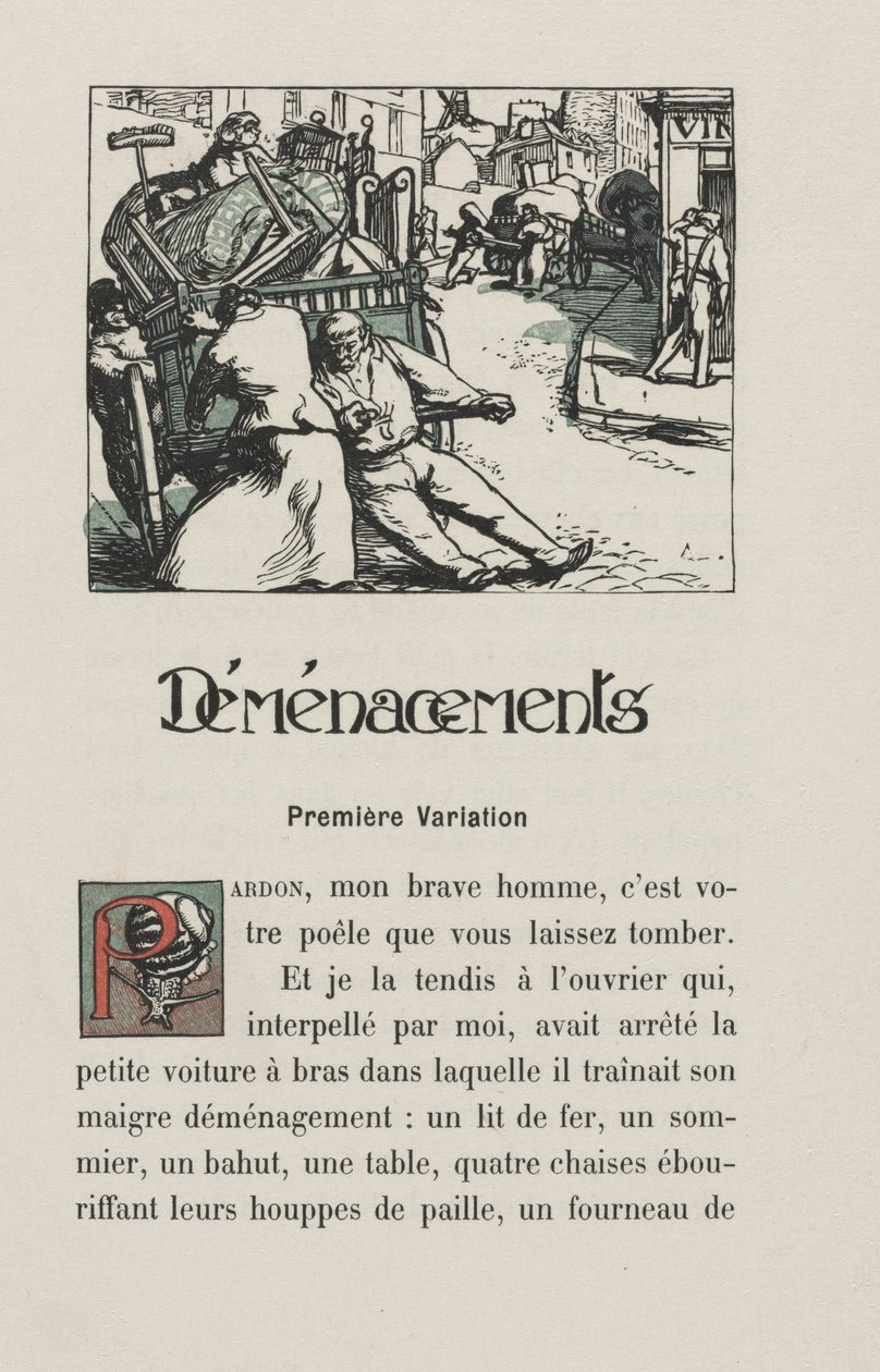 Maisemat ja katukulmat: Liikkuminen, 1900. tekijältä Auguste Louis Lepère