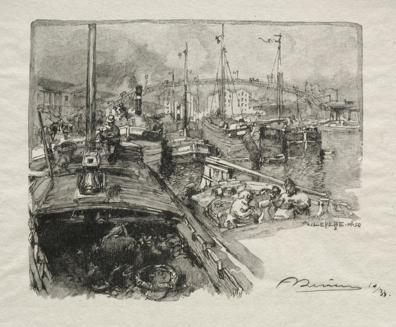 Bassin de la Villette. tekijältä Auguste Louis Lepère