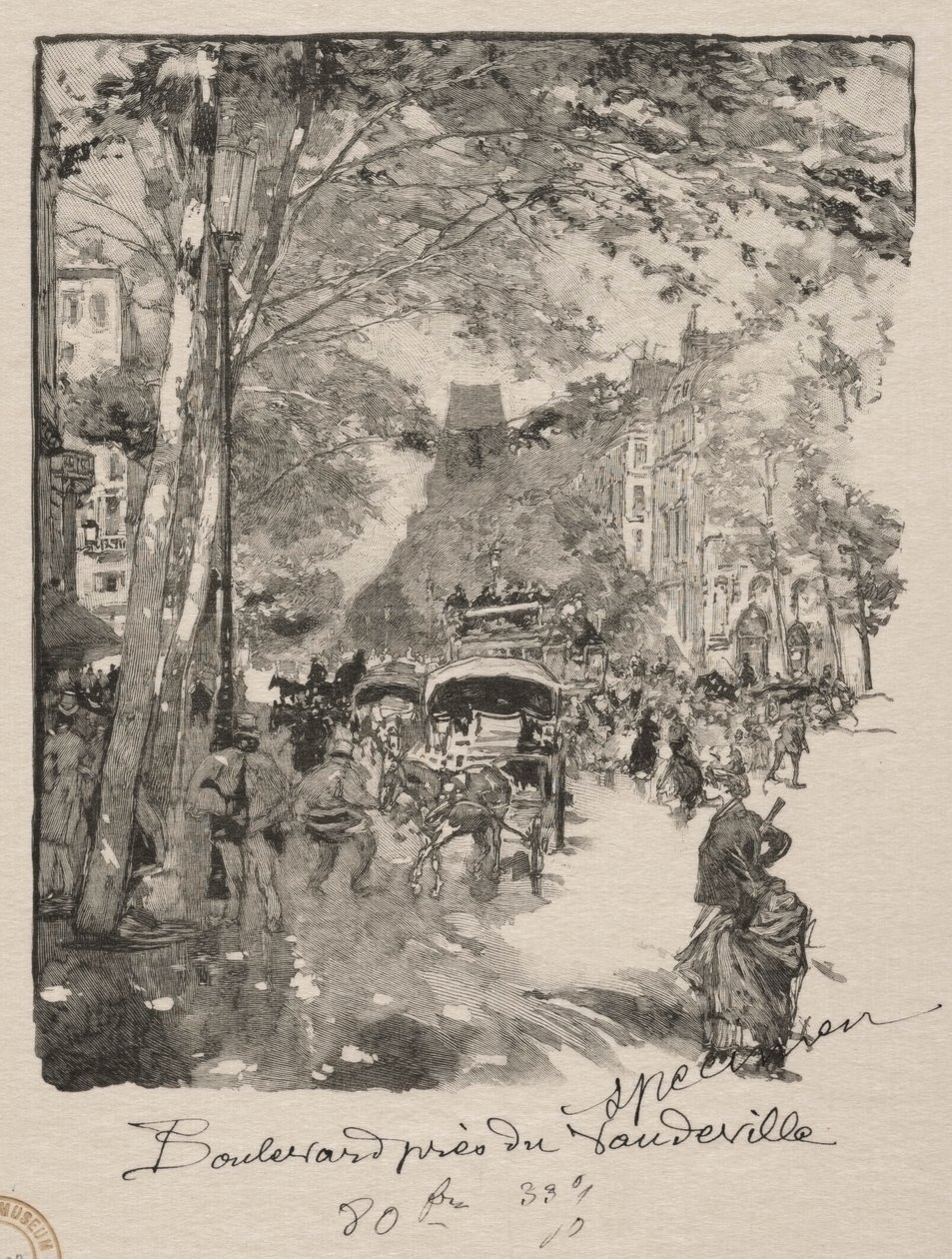 Boulevard lähellä Vaudevilleä tekijältä Auguste Louis Lepère