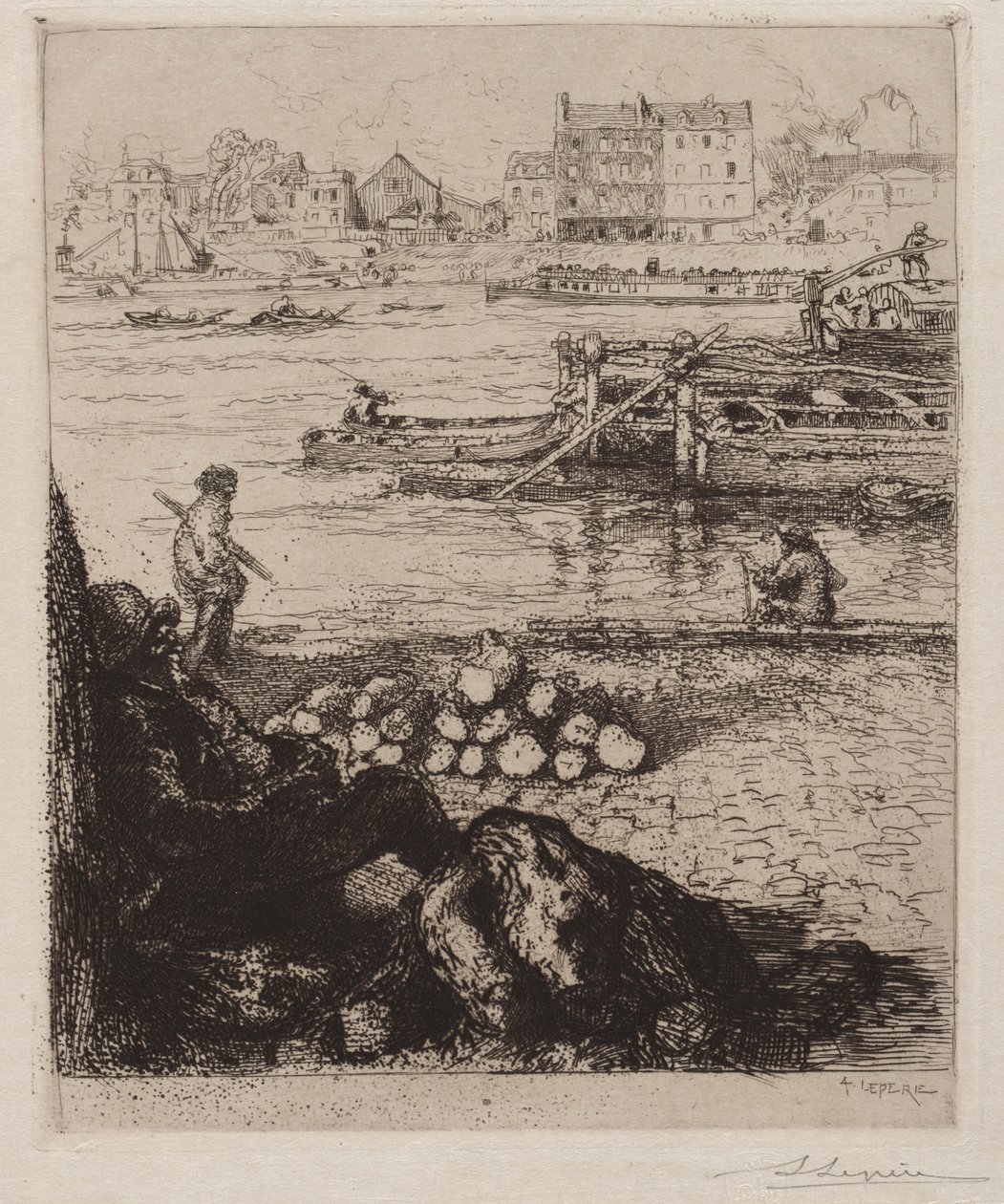 The Longshoreman: Quai de la Gare, 1894. tekijältä Auguste Louis Lepère