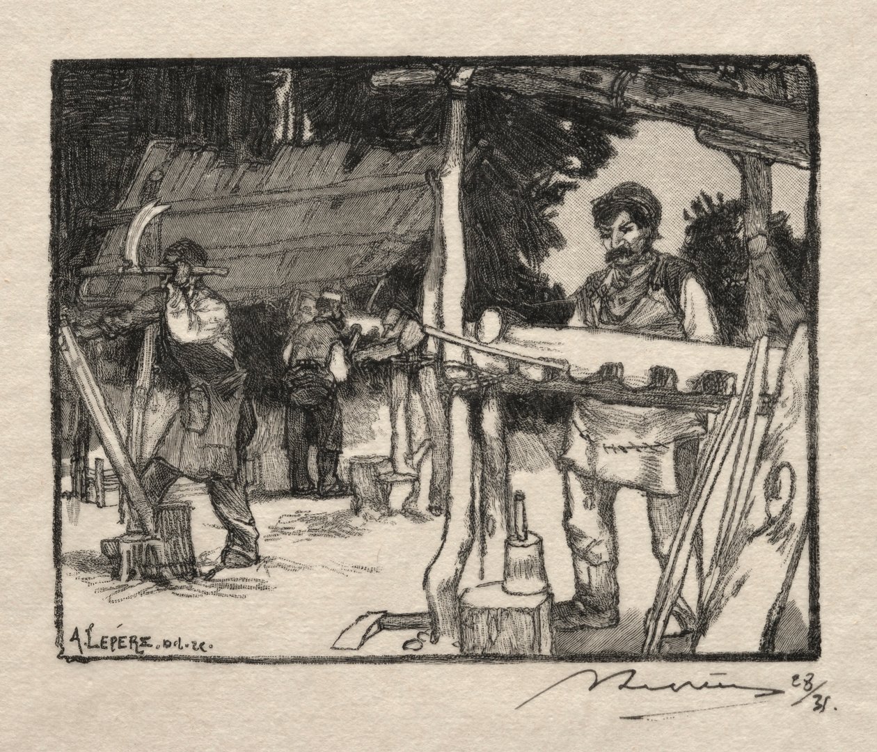 The Lath Maker, 1889. tekijältä Auguste Louis Lepère