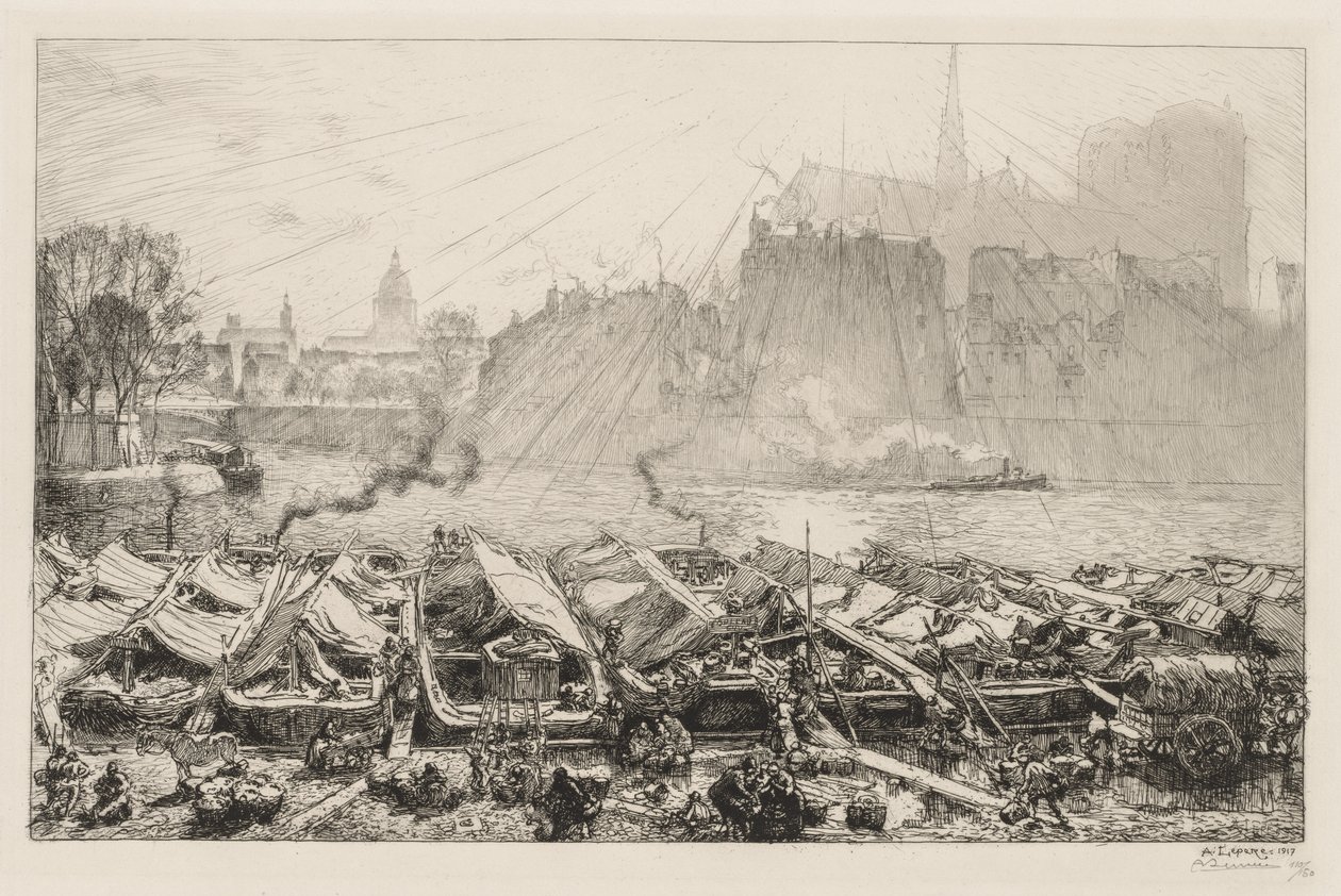 Suuret omenamarkkinat, 1917. tekijältä Auguste Louis Lepère