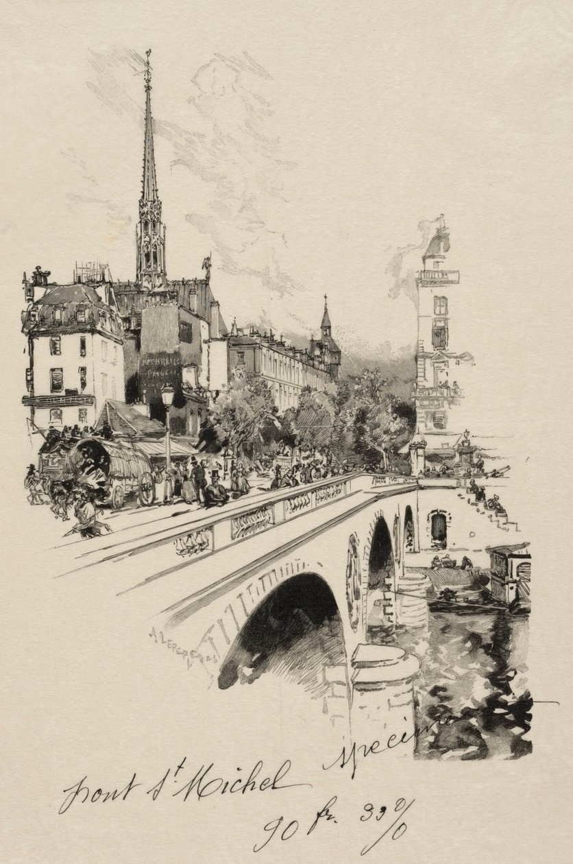 Pont Saint-Michel tekijältä Auguste Louis Lepère