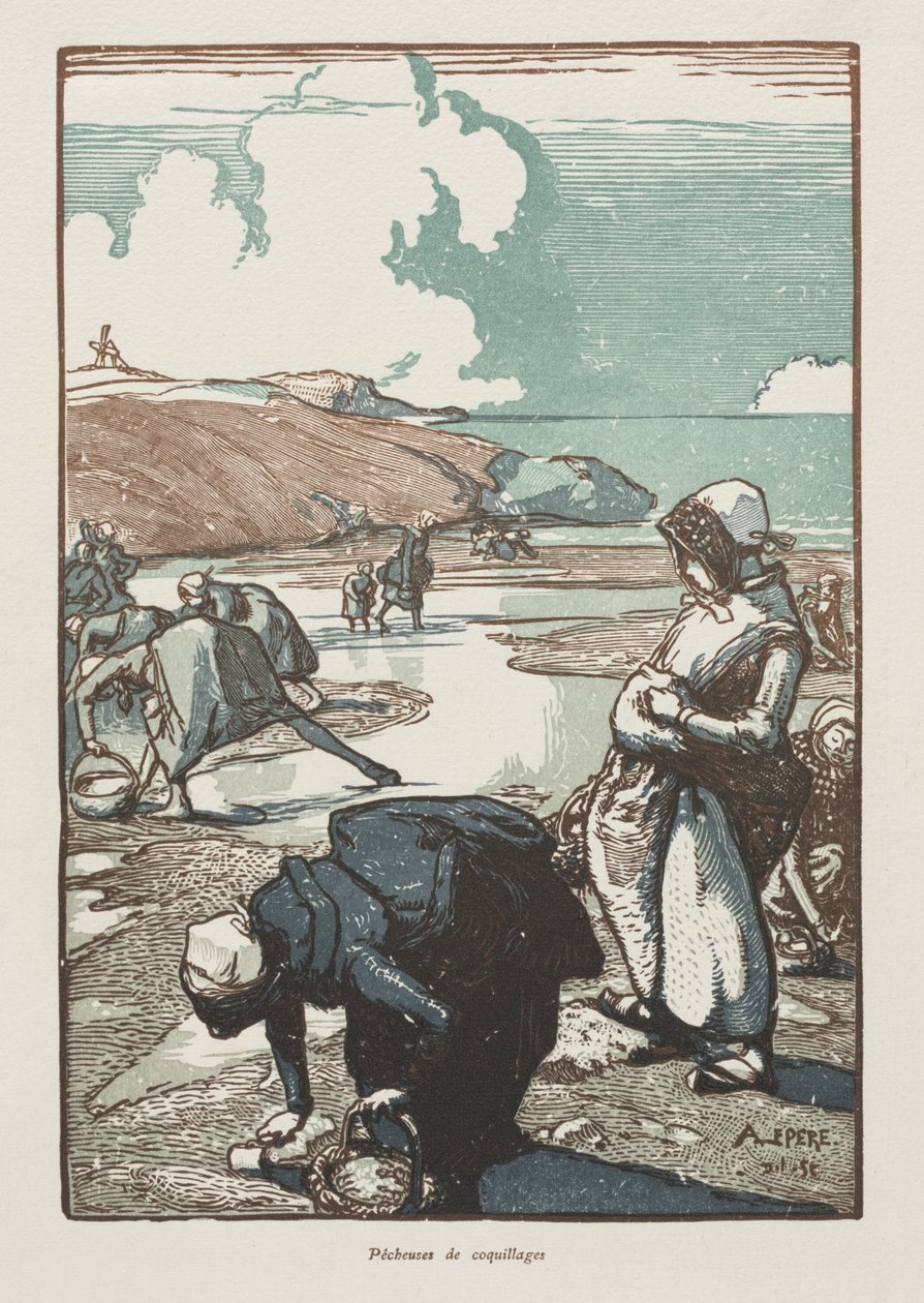 The Pignon Fisherwomen, Saint-Jean-de-Mont, 1903. tekijältä Auguste Louis Lepère
