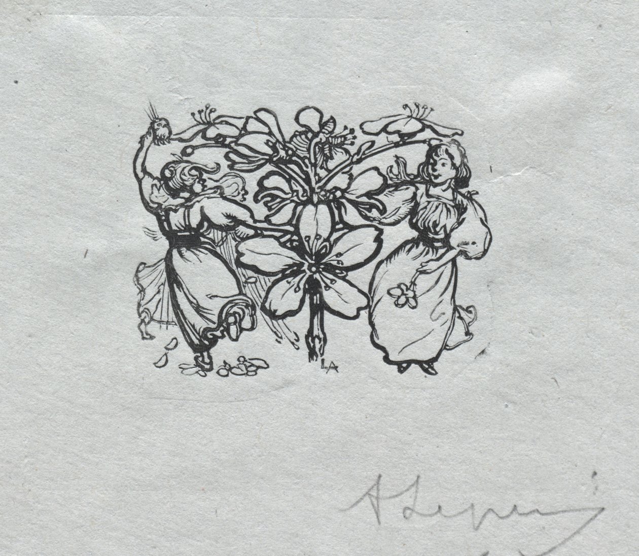 Pariisin almanakka, 1897: Tail-piece, kevät tekijältä Auguste Louis Lepère