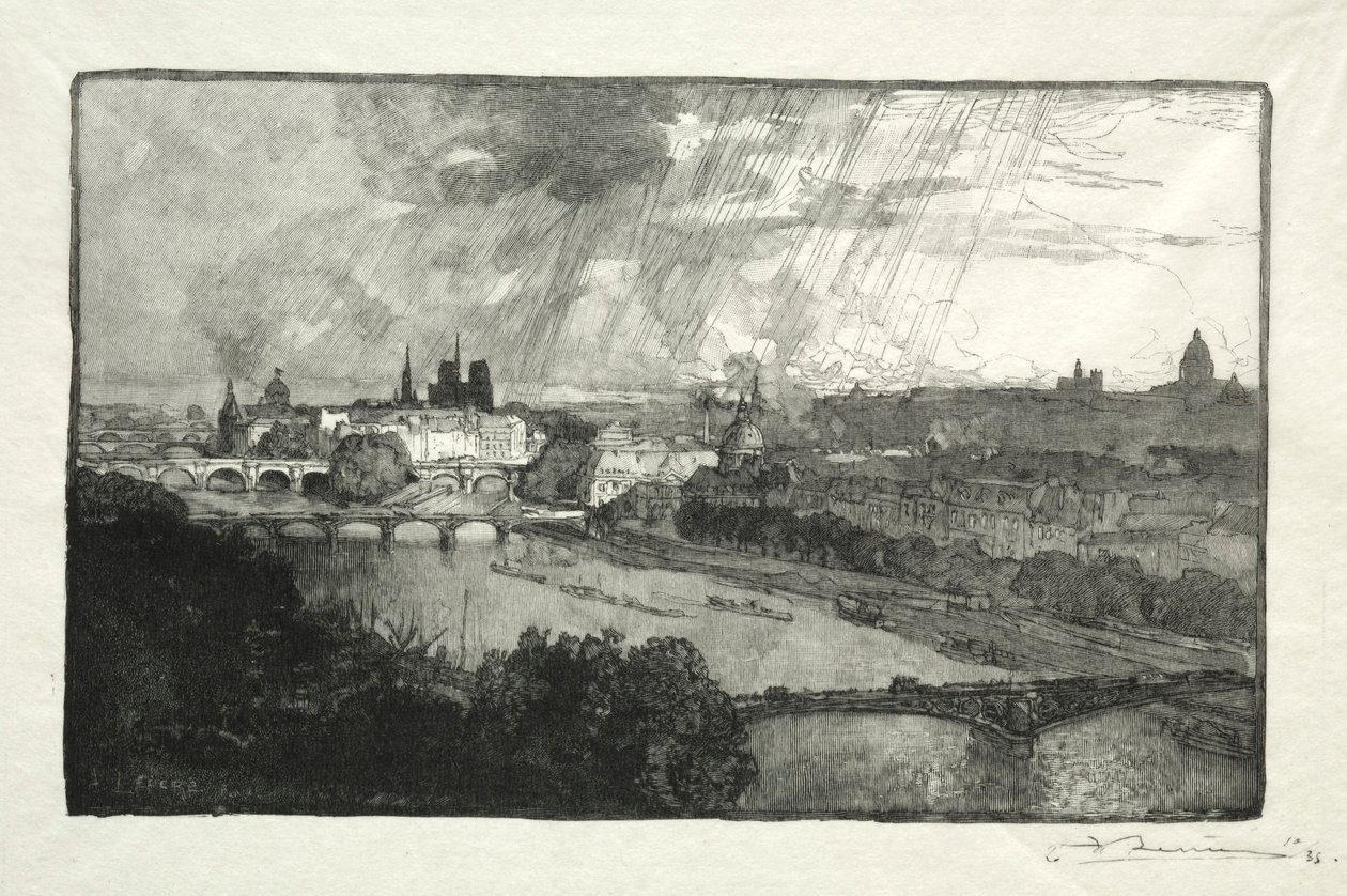 Pariisi, nähtynä Pavillon de Floresta, 1890. tekijältä Auguste Louis Lepère