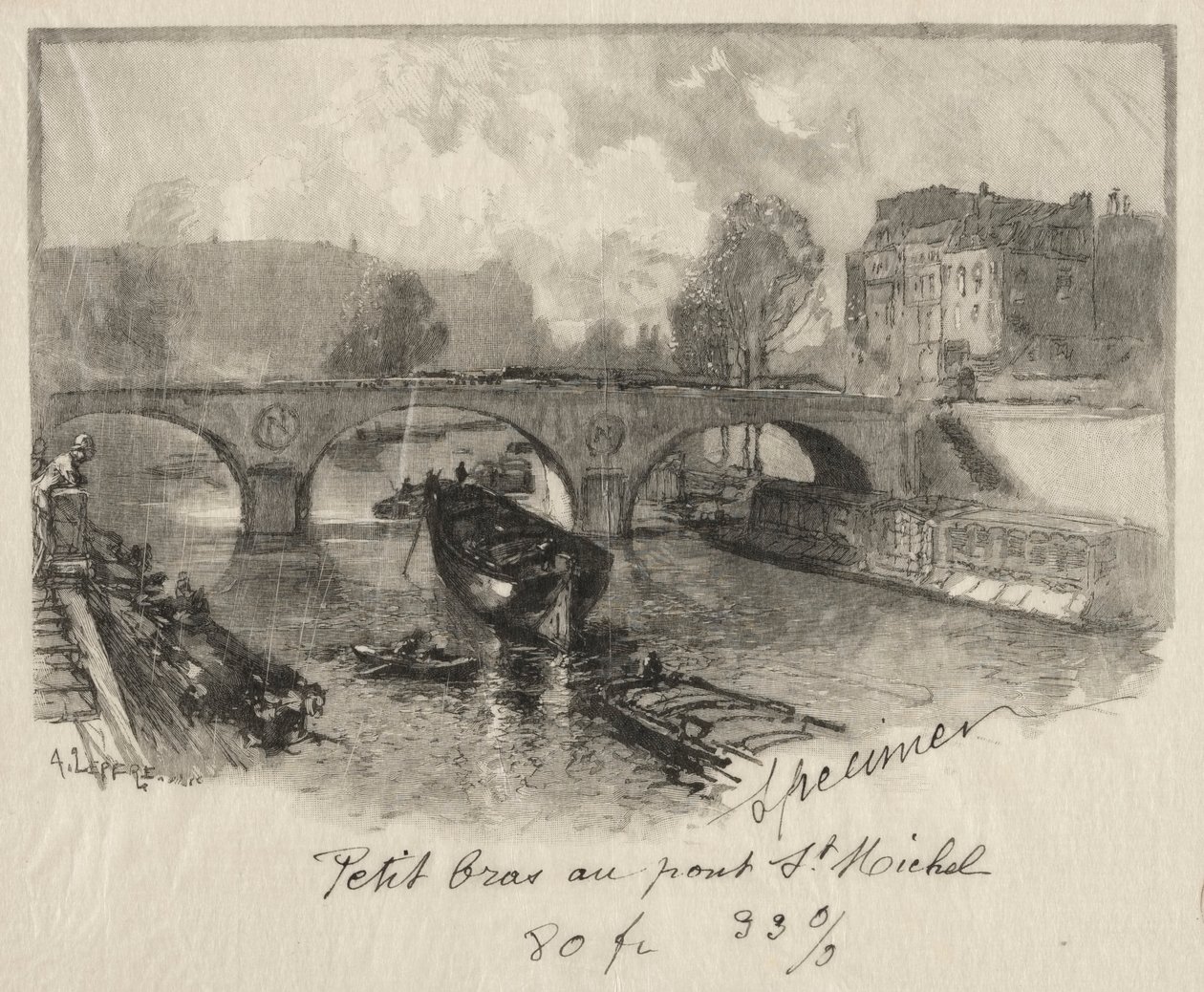 Pieni käsivarsi Pont St. Michelissä tekijältä Auguste Louis Lepère