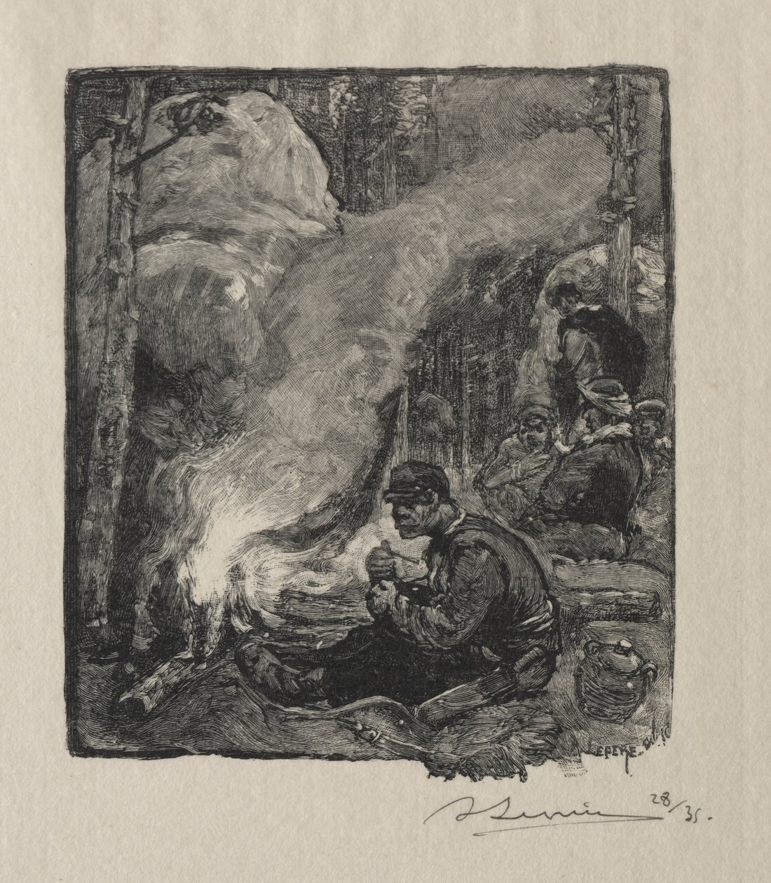 Metsätyöntekijöiden ateria tekijältä Auguste Louis Lepère