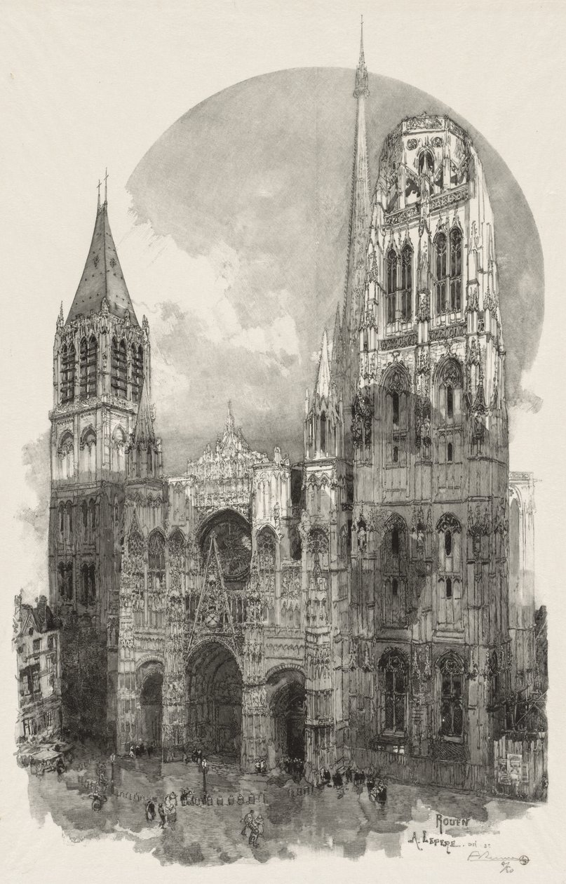 Kuvitettu Rouen: Rouenin katedraali, 1888. tekijältä Auguste Louis Lepère