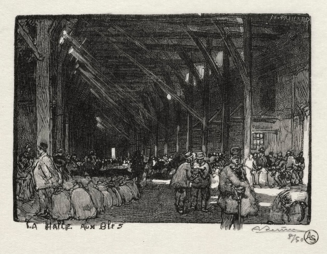 Kuvitettu Rouen: Halle aux Blès, 1896. tekijältä Auguste Louis Lepère
