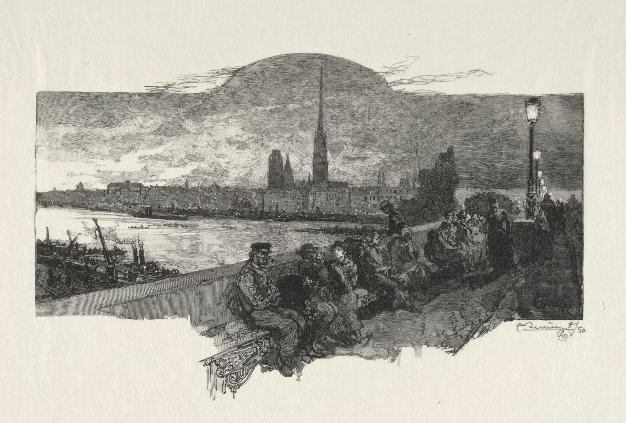 Kuvitettu Rouen: Kivien silta, 1896. tekijältä Auguste Louis Lepère