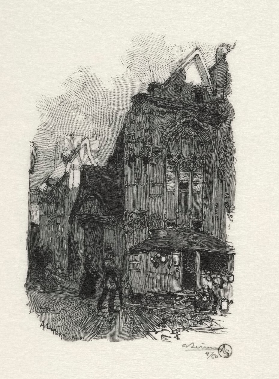 Kuvitettu Rouen: Saint Etienne of the Coopers tekijältä Auguste Louis Lepère