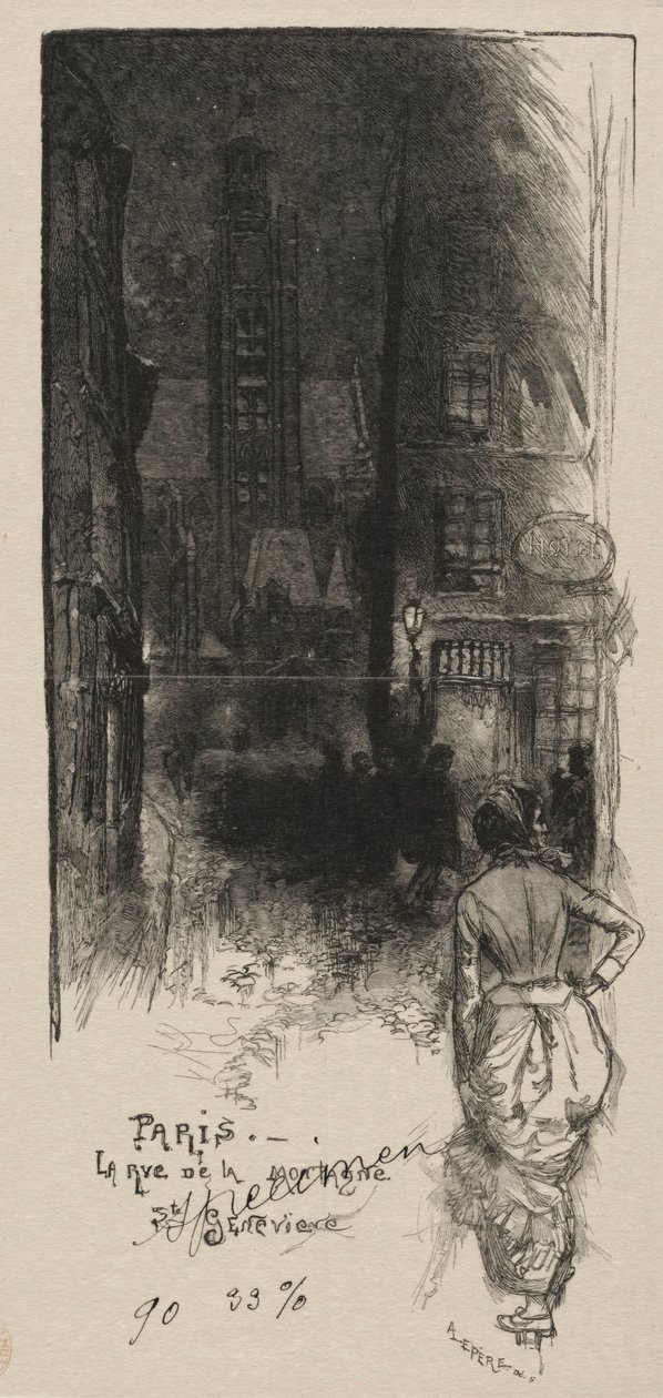 Rue de la Montagne, St. Genevieve. tekijältä Auguste Louis Lepère