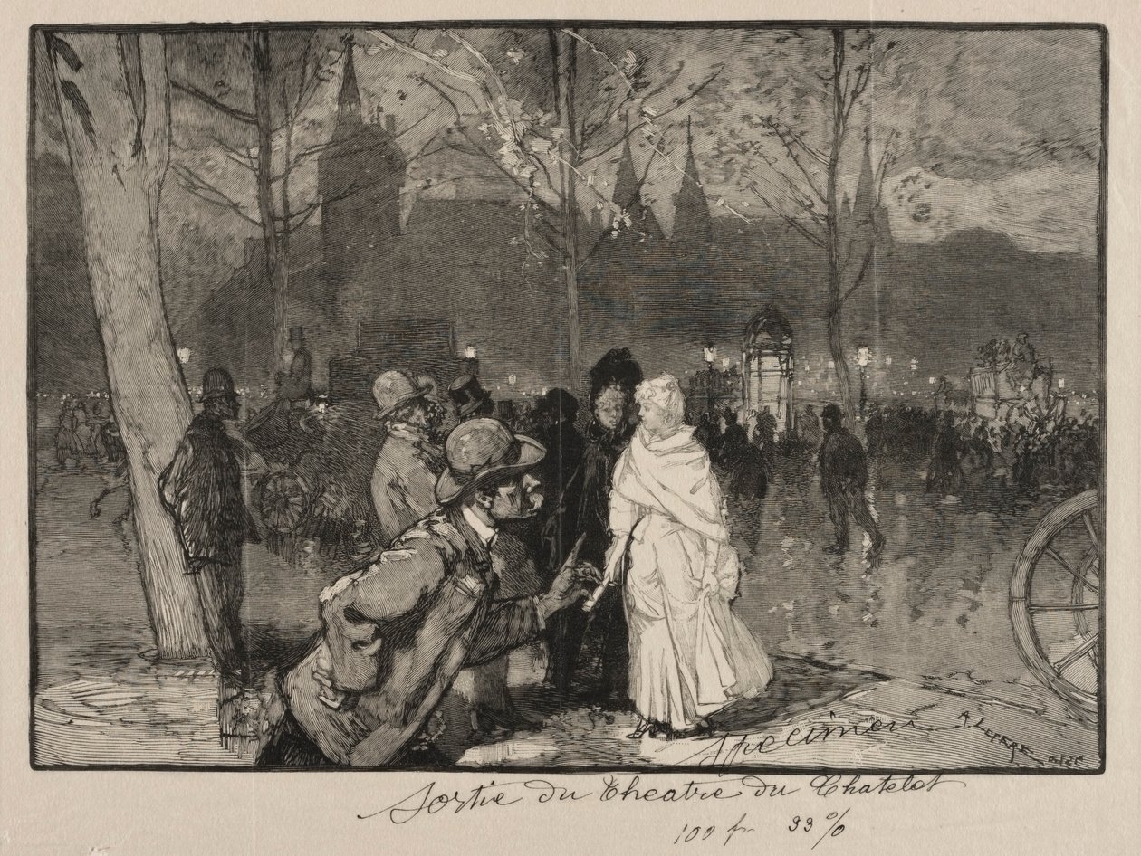 Poistuminen Chatelet-teatterista tekijältä Auguste Louis Lepère