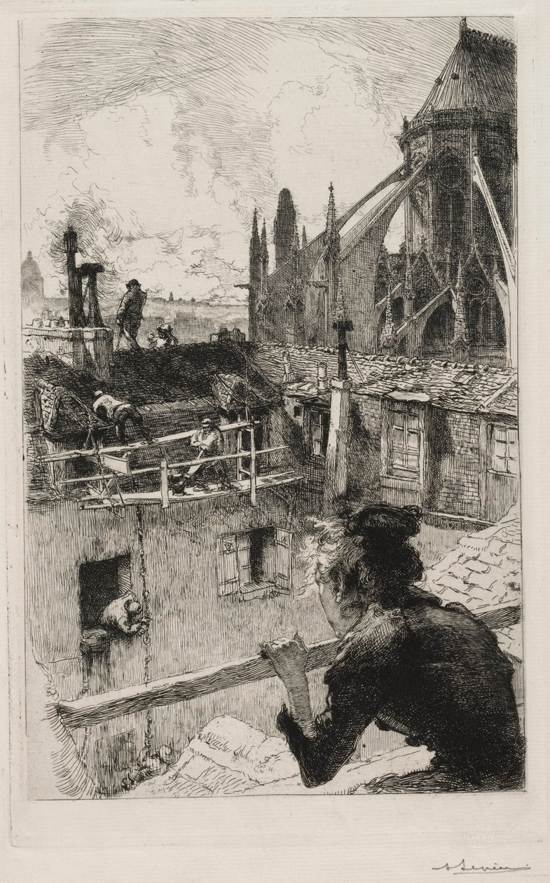 Katoilla lähellä Notre Damea, 1893. tekijältä Auguste Louis Lepère