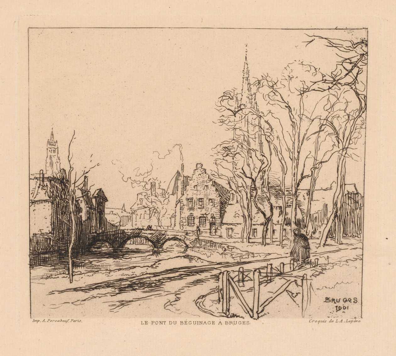 Beguinage-silta Bruggessa Beguinage-silta Bruggessa, 1901. tekijältä Auguste Louis Lepère