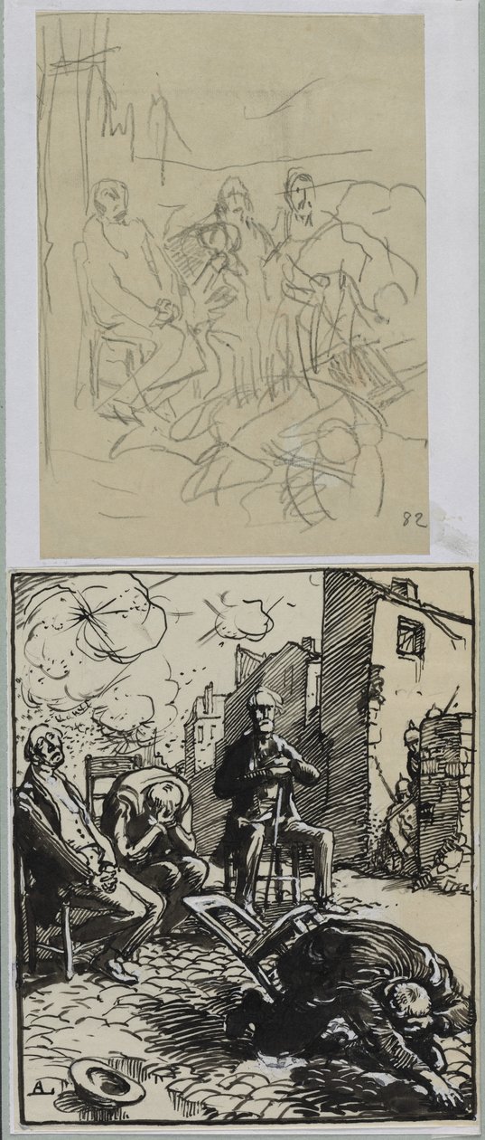 Kolme istuvaa panttivankia, 1914. tekijältä Auguste Louis Lepère
