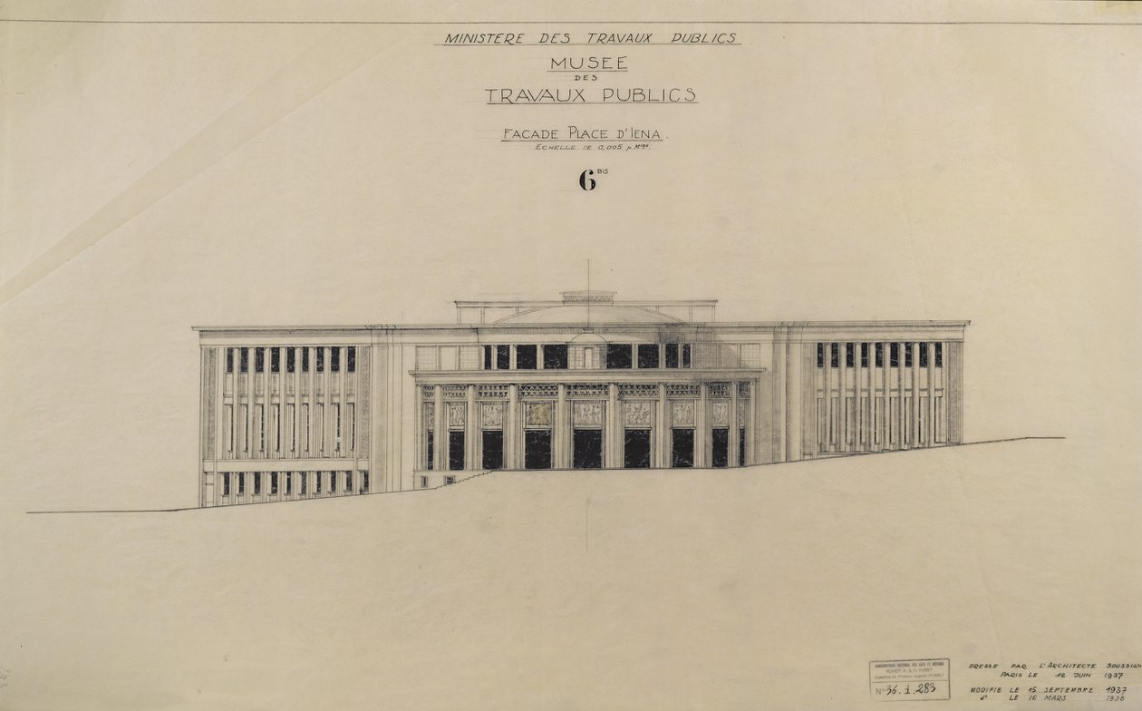 Musee des Travaux Publiquesin hanke, julkisivu, Place d