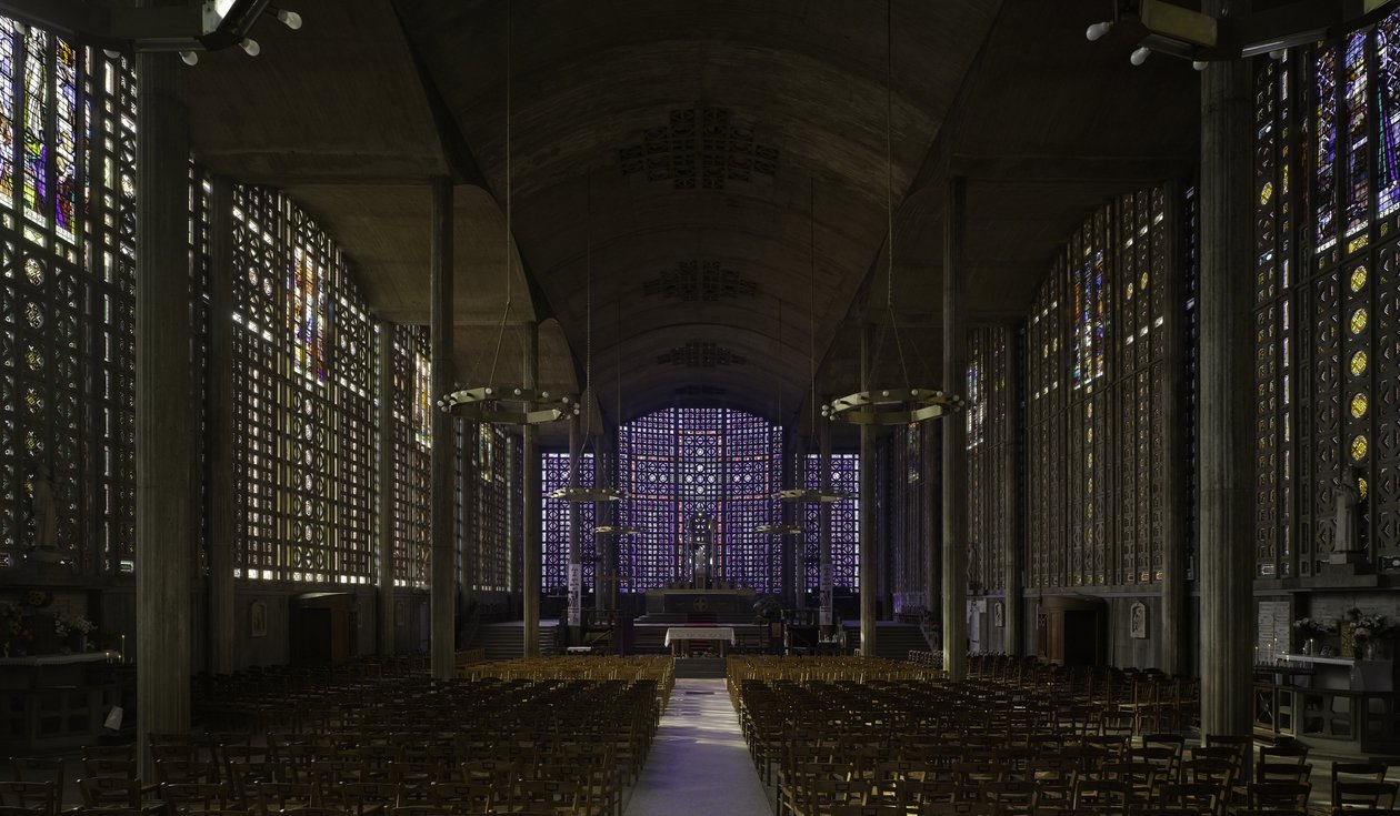Notre Dame du Raincyn kirkko, Raincy (Seine Saint Denis). Rakennus 1923, arkkitehdit Gustave Perret (1876-1952) ja Auguste Perret (1874-1954). Valokuvaus 10/02/10. tekijältä Auguste Perret