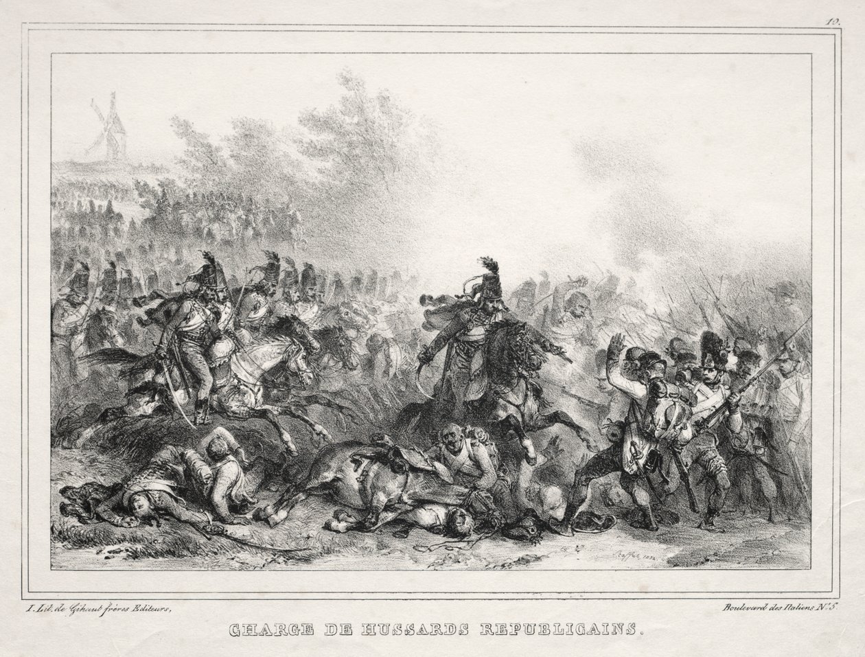 Albumi vuodelta 1833: Charge of Republican Hussars tekijältä Auguste Raffet
