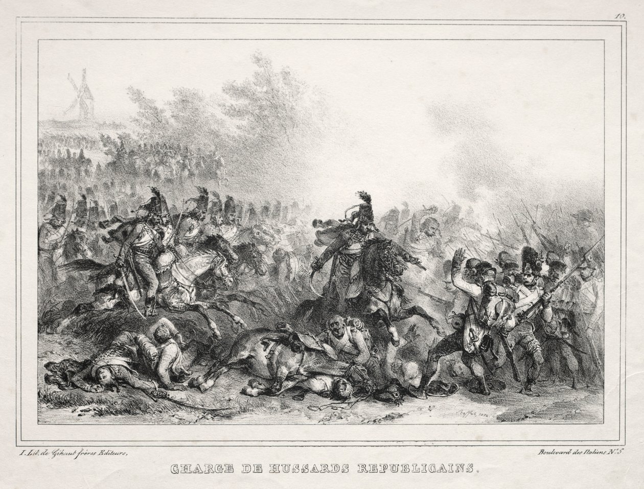 Albumi vuodelle 1833: Charge of Republican Hussars, 1832. tekijältä Auguste Raffet