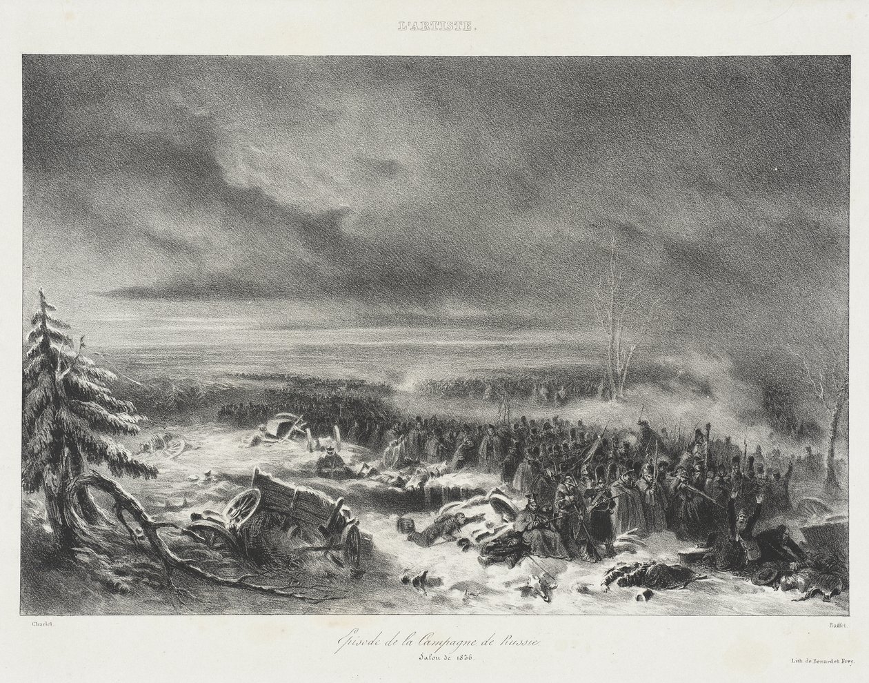 Kohtaus Venäjän sotaretkeltä – Pariisin taidenäyttely 1836 tekijältä Auguste Raffet