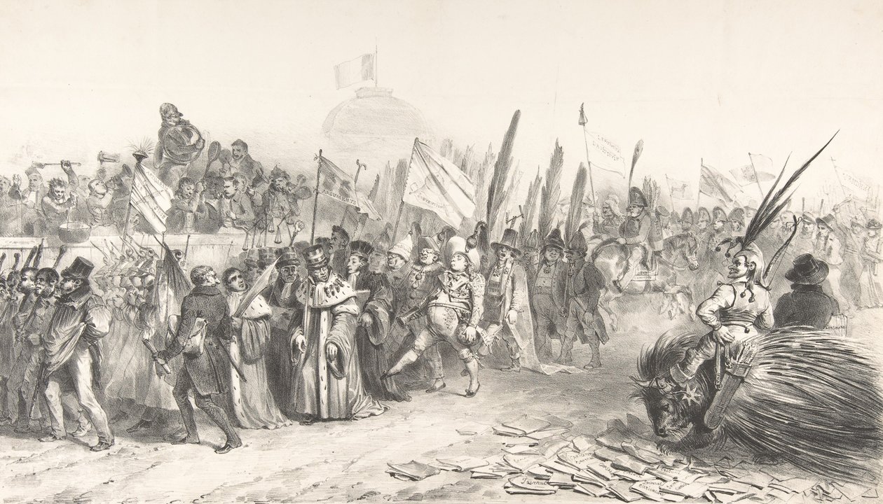 The Grand Review of the Juste-Milieu Passing La Caricature, 30. lokakuuta 1832 Gran..., lokakuu 1832 tekijältä Auguste Raffet