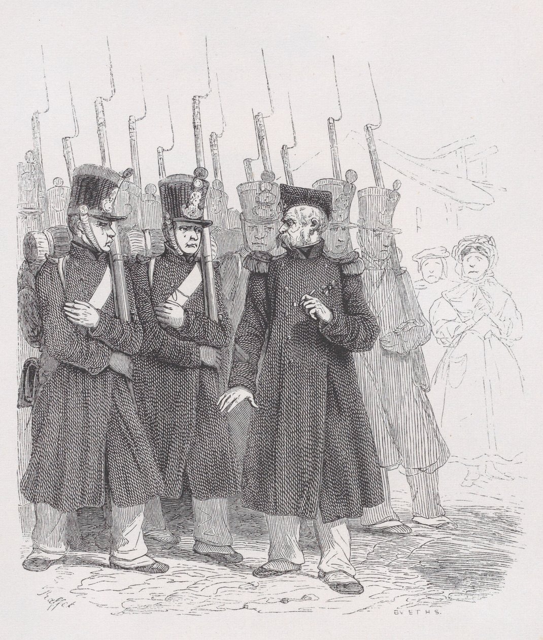 Vanha korpraali teoksesta The Complete Works of Béranger, 1836. tekijältä Auguste Raffet