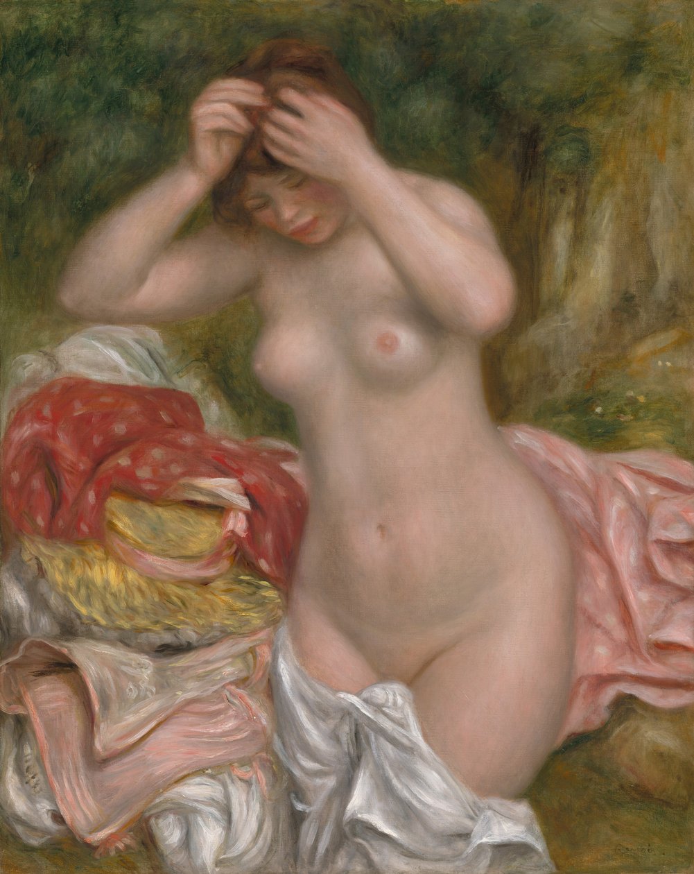 Kylpylä järjestää hiuksiaan tekijältä Auguste Renoir