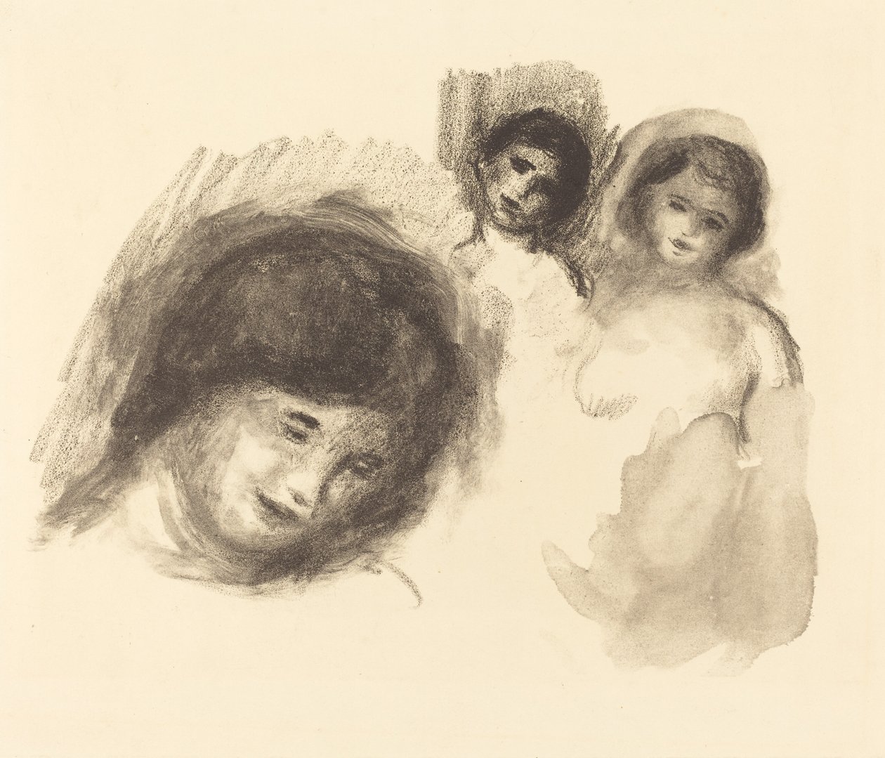 Kivi kolmella luonnoksella tekijältä Auguste Renoir