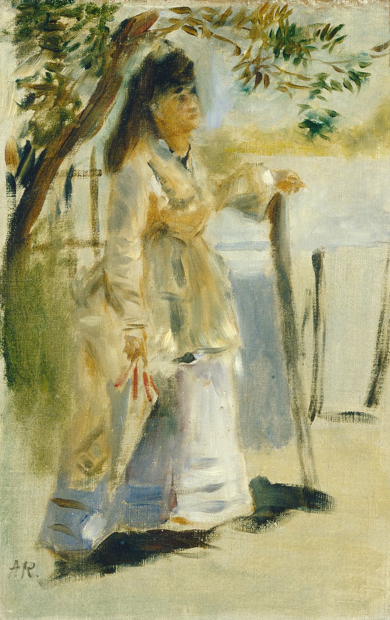 Nainen aidan vieressä tekijältä Auguste Renoir
