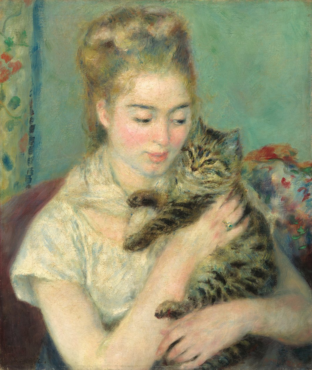 Nainen kissan kanssa tekijältä Auguste Renoir